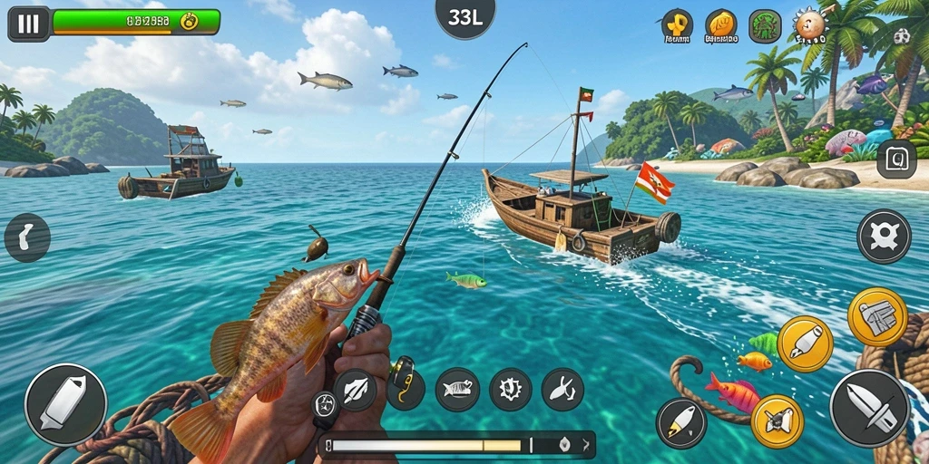 Tampilan gameplay <strong>33L</strong> menunjukkan aksi memancing yang seru dan mengasyikkan.