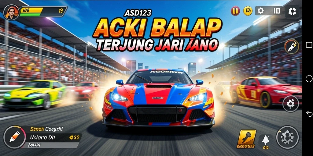 Tampilan gameplay menegangkan dari balapan cepat di ASD123.
