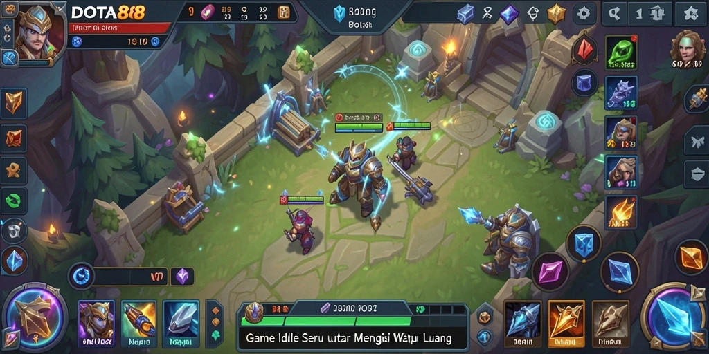 Tampilan gameplay DOTA88 dengan karakter yang bekerja otomatis.