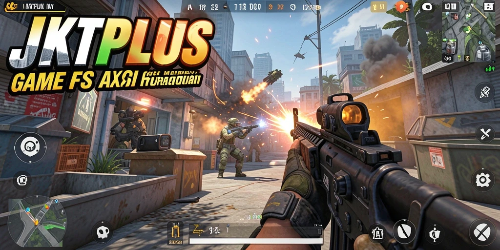 Tampilan menarik dari gameplay JKTPLUS dalam pertempuran FPS.
