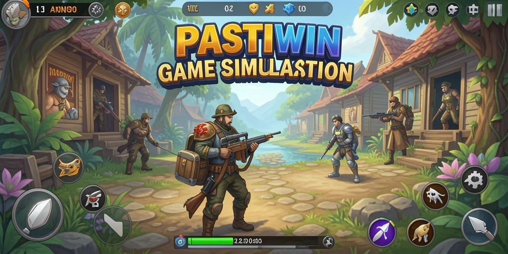 Tangkapan layar dari gameplay PASTIWIN, menunjukkan dunia yang dinamis dan interaktif.