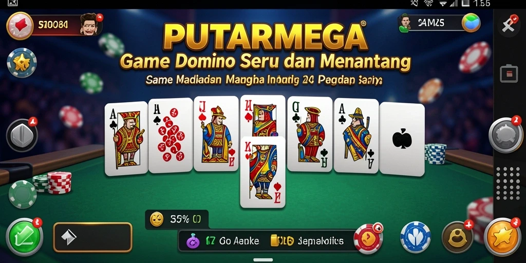 Tampilan gameplay seru dalam PUTARMEGA yang menampilkan kartu Domino.